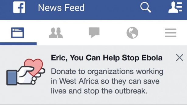 فايسبوك يكافح ايبولا بانشاء زر خاص للتبرع لمواجهته