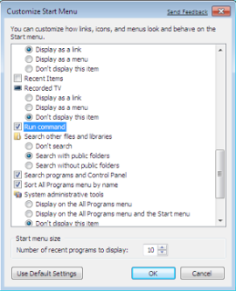 شرح اضافة مربع التشغيل run لقائمة start فى ويندوز 7