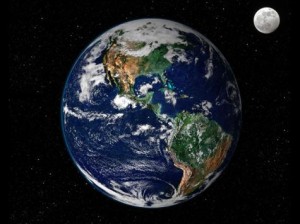 القمر وكوكب الارض