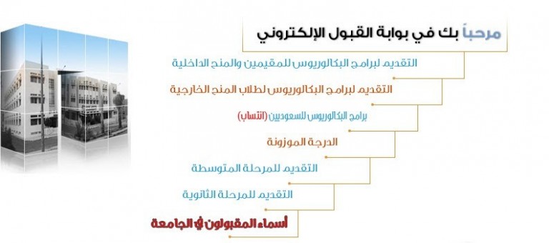 بوابة القبول الإلكتروني بالجامعة الإسلامية