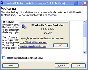 Welcome to the bluetooth driver installer
