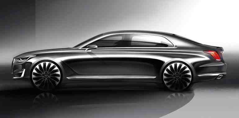 التصميم الجانبي للسيارة جينيسيس G90L 2017