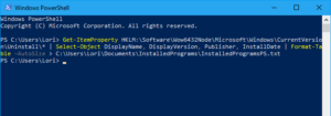 PowerShell command to generate list of installed programs
