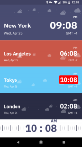 مقارنة الوقت حسب المدن المختلفة 