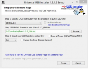 dban universal usb installer