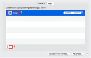 إعادة تعيين لغة تطبيق على جهاز Mac.