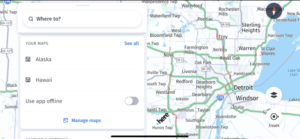 هنا تظهر خرائط WeGo على iPhone خرائط غير متصلة بالإنترنت.