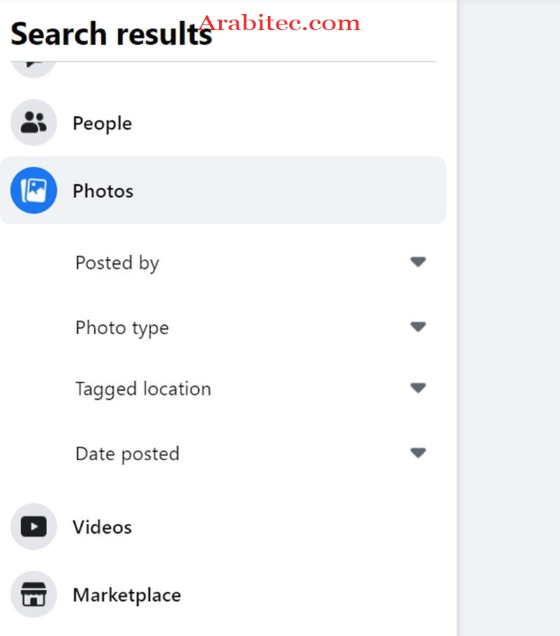 شرح طريقة البحث عن الصور ومقاطع الفيديو على Facebook