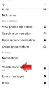 تشغيل وضع Vanish على Messenger ضمن إعدادات الخصوصية