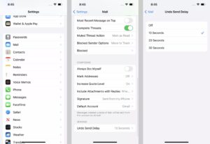 إعدادات للتراجع عن إرسال البريد الإلكتروني في iOS Mail