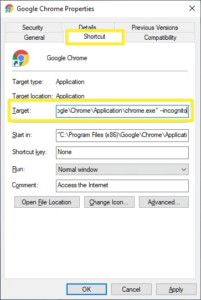 خطوات إضافة اختصار Chrome Incognito على سطح المكتب