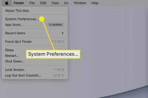 تفضيلات النظام في قائمة Apple على جهاز Mac