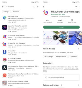 U Launcher Lite في متجر Google Play