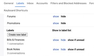 قسم التسميات أو اللايبلز في gmail