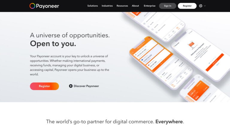 موقع Payoneer الإلكتروني