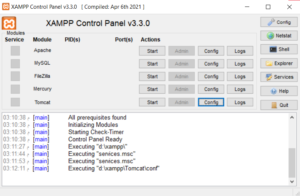 واجهة برنامج XAMPP