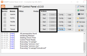 خيارات برنامج XAMPP