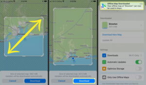 ضبط الخريطة لتنزيلها للاستخدام دون اتصال بالإنترنت في تطبيق الخرائط على iPhone