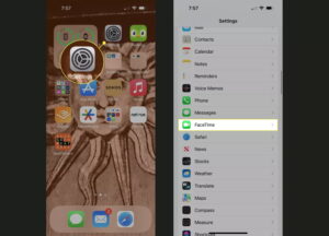 إعدادات FaceTime في تطبيق الإعدادات على iPhone