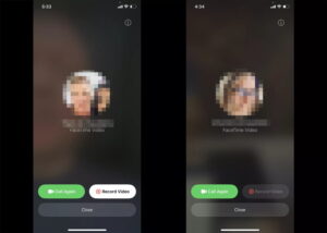 صورتان لمكالمة فيديو FaceTime مع تمكين خيار تسجيل الفيديو وتعطيل الآخر.