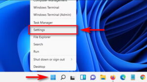 في نظام التشغيل Windows 11، انقر بزر الماوس الأيمن فوق الزر "ابدأ" وحدد - تعطيل وضع السكون في ويندوز