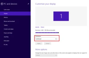 تغيير اتجاه العرض في نظام التشغيل Windows 8