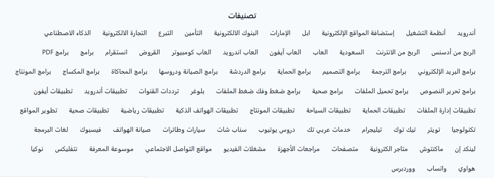 ودجت التصنيفات بشكل أفقي لمدونة ووردبرس
